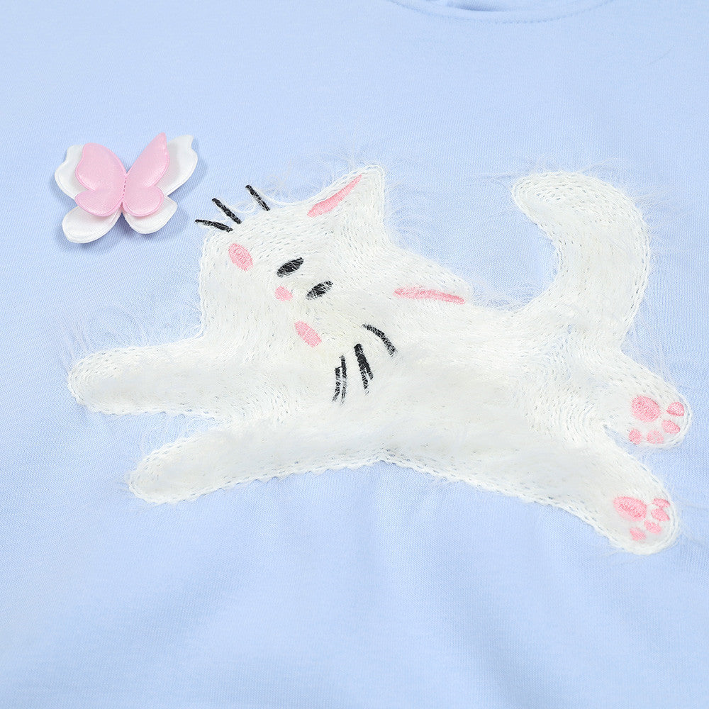 Butterfly Kitten Chain Embroidery Loose Hooded Sweater