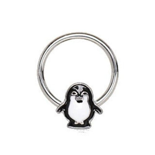 316L Stainless Penguin Snap-in Captive Bead Ring / Septum Ring-0