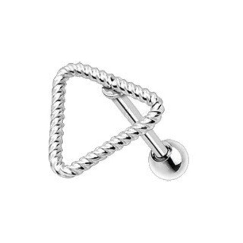 316L Stainless Steel Twisted Triangle Cartilage Earring-0