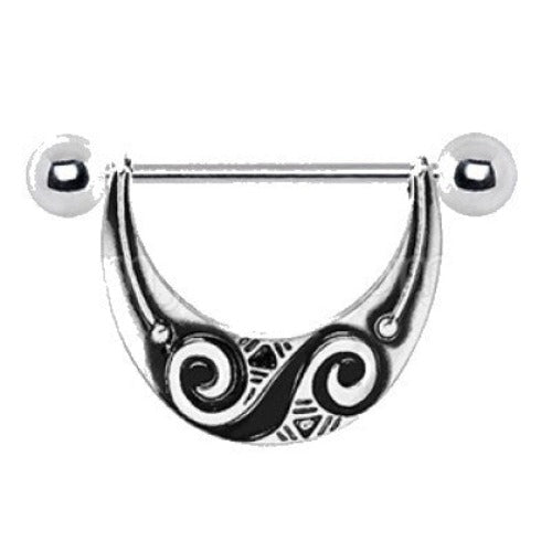 316L Stainless Steel Spiral Tribal Nipple Shield-1