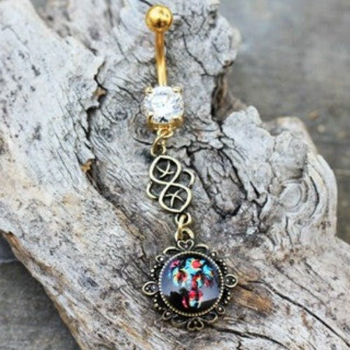 Gold Plated Elephant Pendant Dangle Navel Ring-0